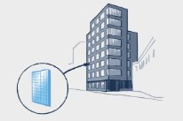 Zeichnung des AUE-Neubaus mit Photovoltaik-Fassade
