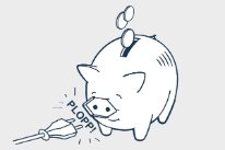 Sparschwein mit Strom-Stecker und -steckdose